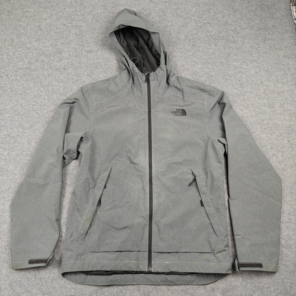 The North Face Jacket Mens Medium Gray DryVent Rain Coat Hooded Full-Zip